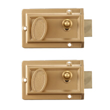 2x Zinkzylinder-Riegelschloss für Nachttore und -türen, goldfarben