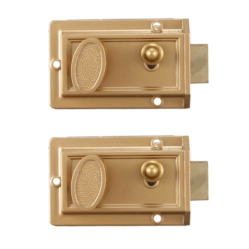 2X Zinc Cylinder Deadbolt Latch Lock For Night Gate Door Entrance,Gold Finish 4853796980676