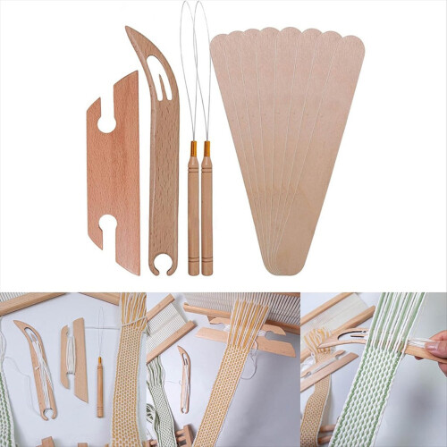 Inkle Weaving Shuttles Set Multifunctional Weaving Tool Practical Needle Threader for Weaving Enthusiasts Craft Lovers 2