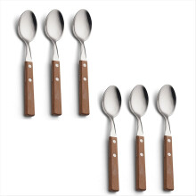 Wooden handle western food spoon Household ice spoon condiment salt spoon Kitchen spoon