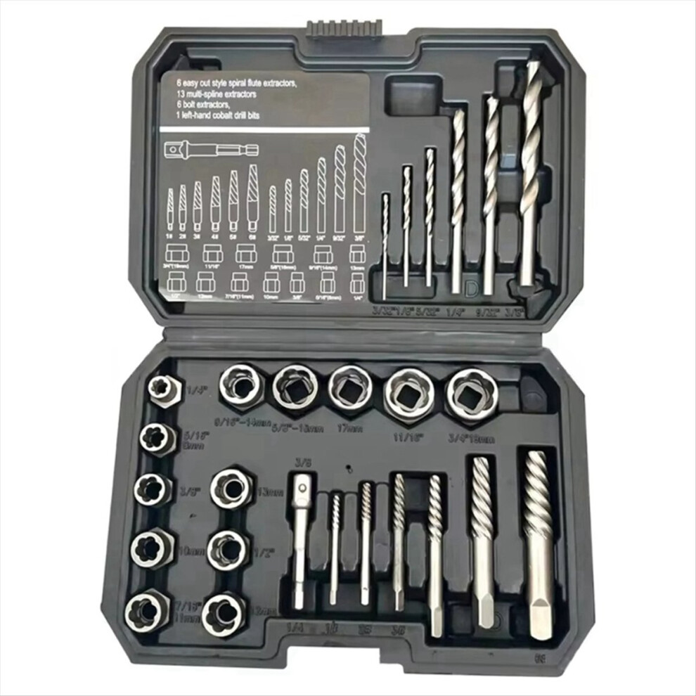 26Pcs Screw Extractor Center Drill Bit Guide Set Broken Damaged Remover Dropship Set 4853544053126