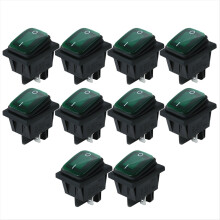 4-pinners vanntett vippebryter 250V 16A bil- og båtknapp med LED-lys grønt lys