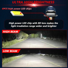 3-tommers LED-lyspærer hvite 6000K bilprojektorlinse HID Bi-Xenon fjernlys nærlys tåkelys H4 H7 9005 9006 9-16V