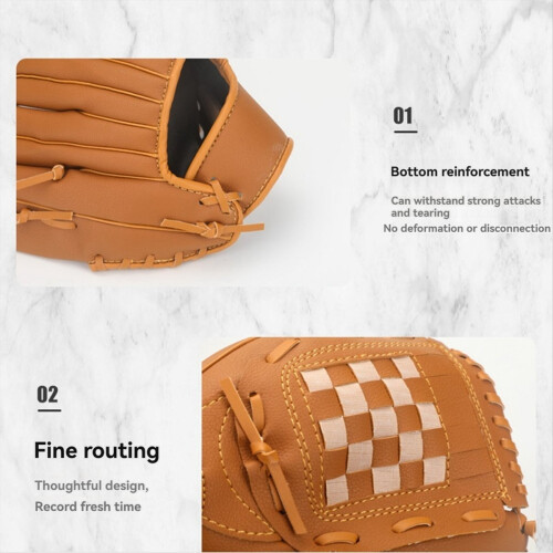 Luva de treino para softball e beisebol para canhotos, ideal para arremessadores, com bolso para a mão esquerda, 26,7 cm (10,5 polegadas), marrom. 1