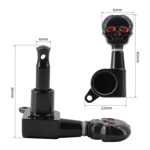 6 st Skull Head Gitarrstämskruvar Metallstämskruvar Elgitarr Reservdelar 6R 2