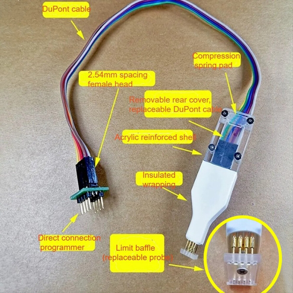 2Pcs Sop8 Chip Download Burn Write Probe Spring Needle Flash Eeprom Chip Burner Cable Sop8 208Mil 5.8Mm 150Mil 4.4Mm 4852687997083