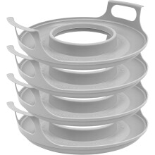 Conjunto de 4 Suportes Resfriadores para Tigelas no Micro-ondas com Alças - Pratos Frios e Antiderrapantes, Bandeja Empilhável para Tigelas e Pratos