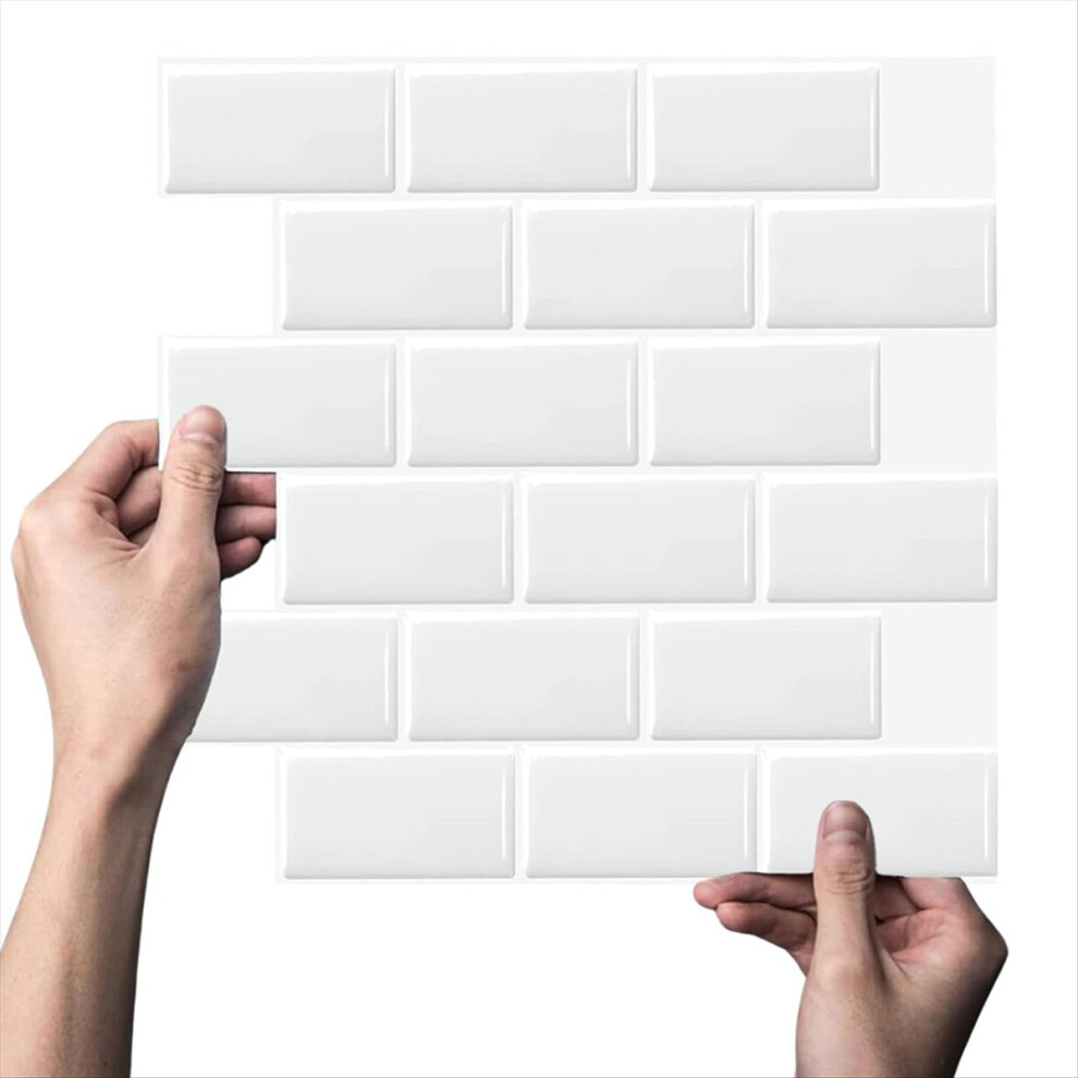 10 Sheets White Pet Subway Tile Peel And Stick Backsplash,12''Heatresistant On Tiles For Kitchen,Waterproof 4851222374563