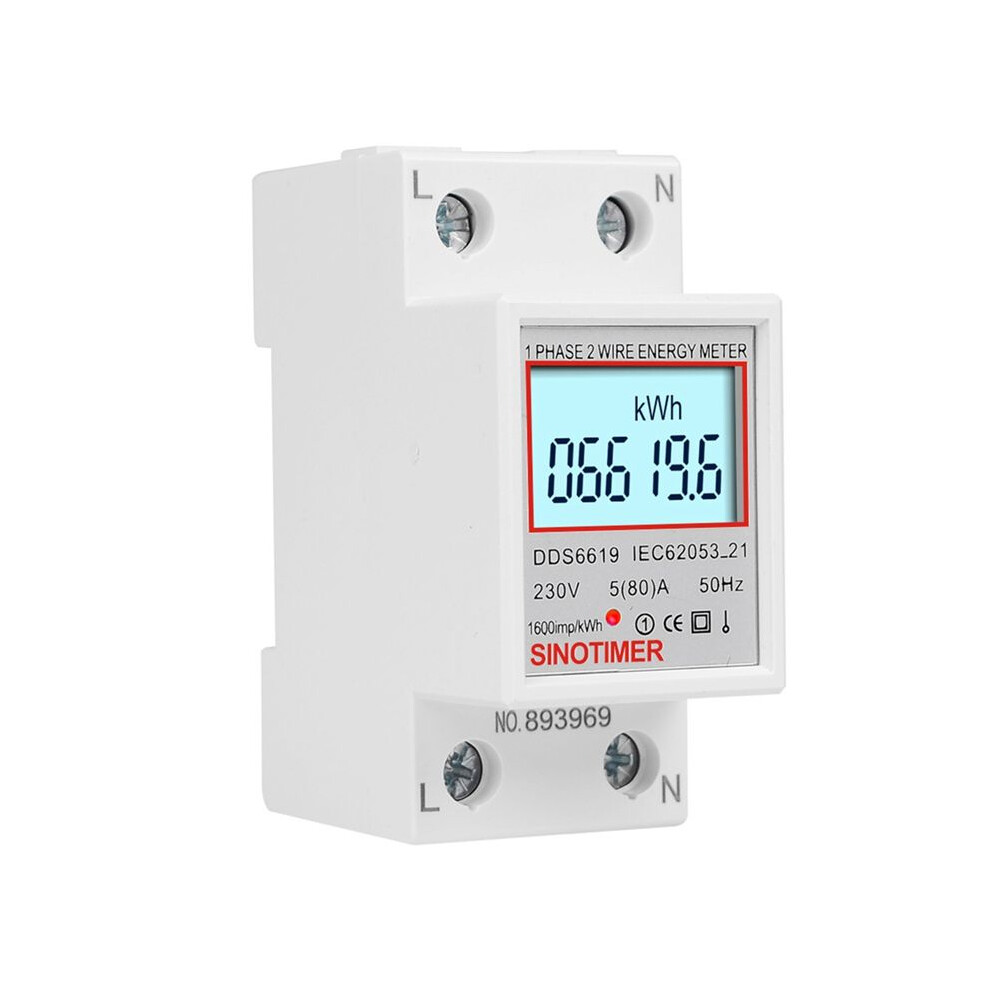 Dds6619-006 Backlight Display Single-Phase Din Rail Type Watt-Hour Meter 2P Electronic Watt-Hour Meter 5(80)A 230V 4852088517583