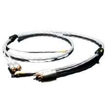 Hifi kabel OCC, měděný phono kabel, postříbřený k uzemňovacímu vodiči, pozlacený konektor, 1 m