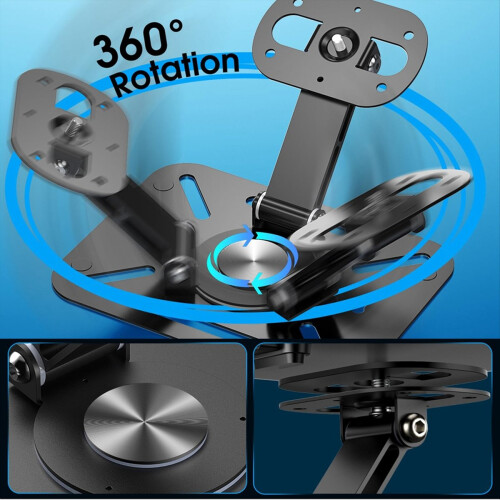Projector Stand Desk,Wall and Ceiling Mount with 1/4inch Thread, Height Adjustable, Foldable, 360-Degree Rotation Silver 2