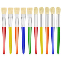 10 große, runde und flache Pinsel für Vorschulkinder, geeignet für abwaschbare Acrylfarben.