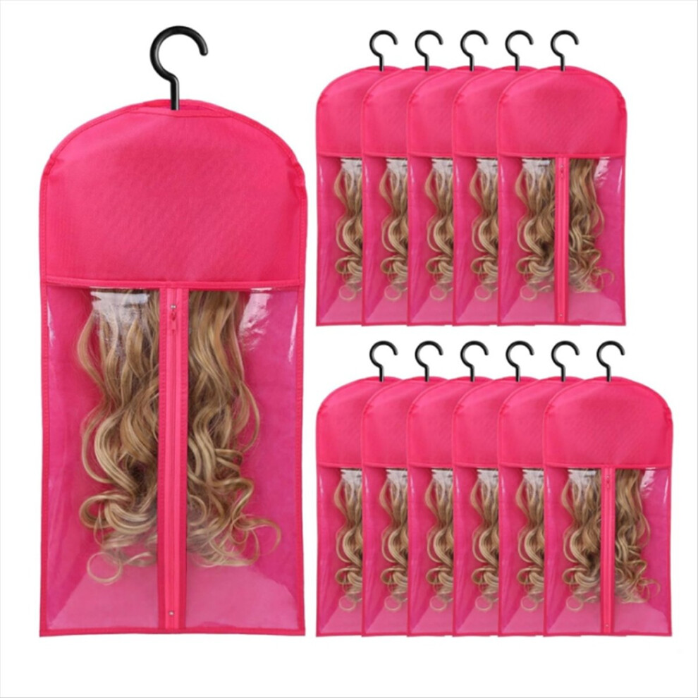 12PCS Wig Holder Wig Storage Wig Bags Storage with Hanger Hair Extension Holder Wig Holder for Hair Extension Storage