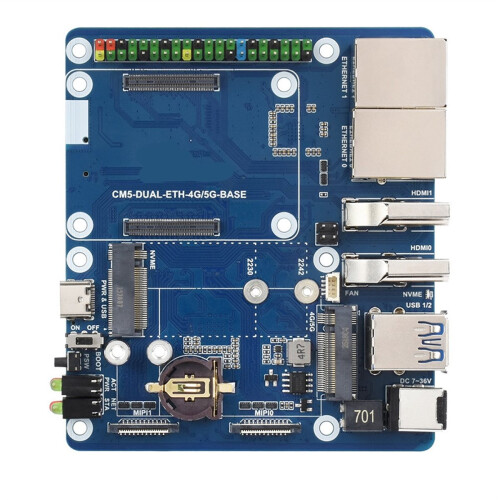 Dobbelt Gigabit Ethernet 5G/4G-basiskort designet for Compute Module 5, CM5 1