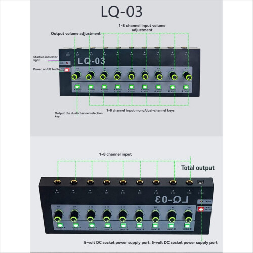 -03 8Channel Mini Mixer Microphone Mixer Instrument Amplifier Audio Input Multifunctional Mixing Effect Device EU Plug 1