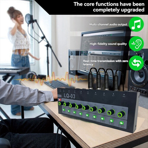 -03 8Channel Mini Mixer Microphone Mixer Instrument Amplifier Audio Input Multifunctional Mixing Effect Device EU Plug 2