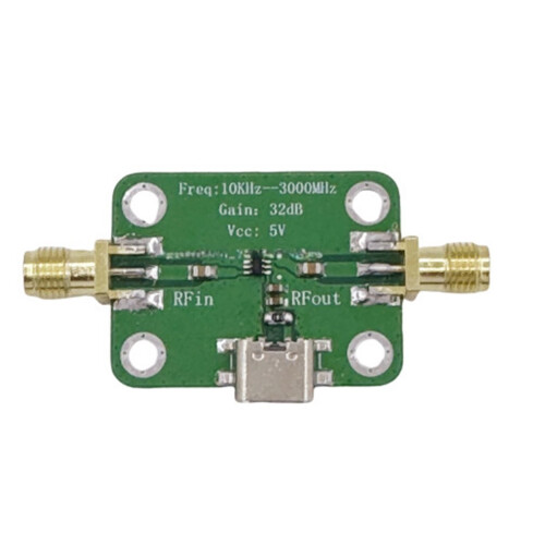 10KHz-3GHz Low Noise Medium Power Broadband Amplifier Module Type-C Interface 32dB Gain 1