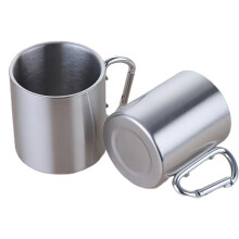400ml Camping Resor Rostfritt Stål Mugg Karbinhake Handtag Picknick Vattenmugg Utomhus Resor Vandring Mugg Bärbar Mugg