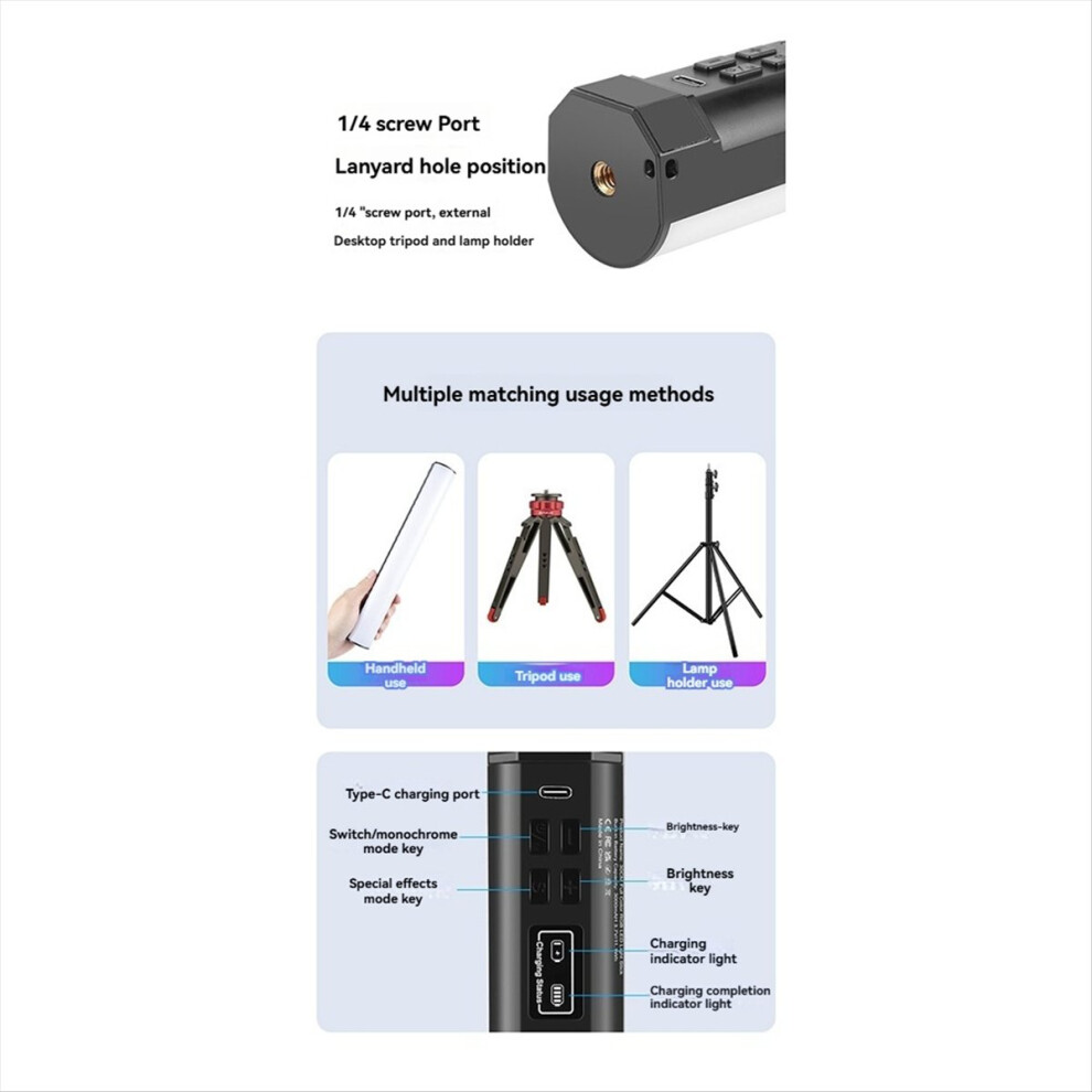 Puluz Rgb Led Wand, Magnetic Handheld Full Color Stick Versatile Photography & Video Fill 30Cm Light 4851222396534