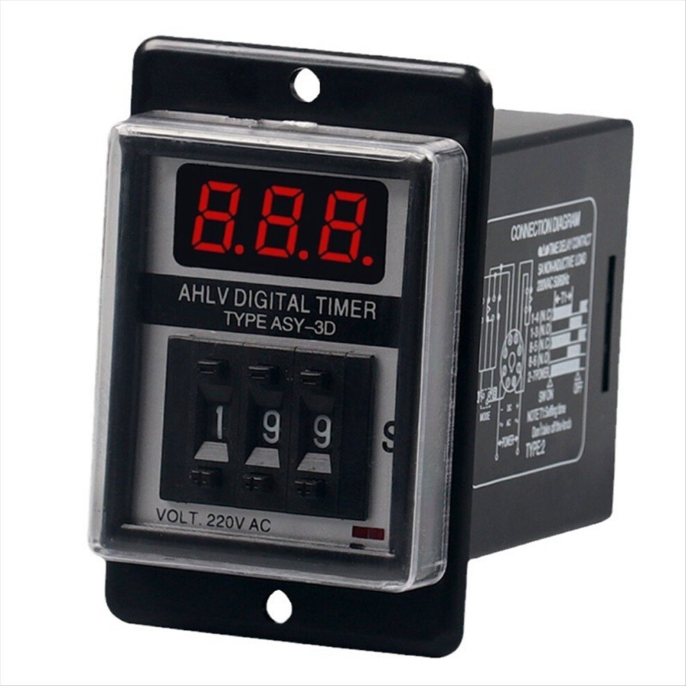 Asy-3D Delay Timer Time Relay 8Pin Ac220v Digits Display Programmable Timer Delay Relay Timer 999S 4852687936778