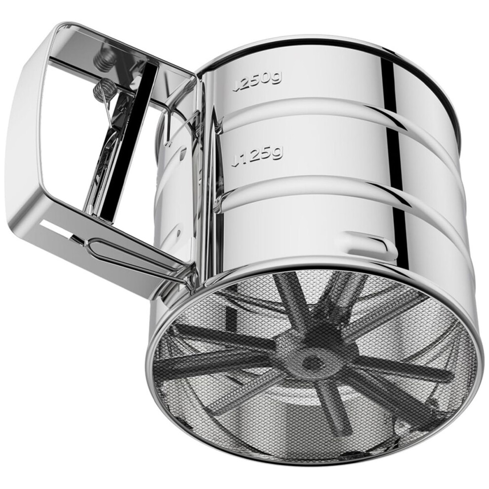 Flour Sifter for Baking, One-Hand Flower Sifter, Stainless Steel Baking Sifter Flour with Double-Layer Fine Mesh