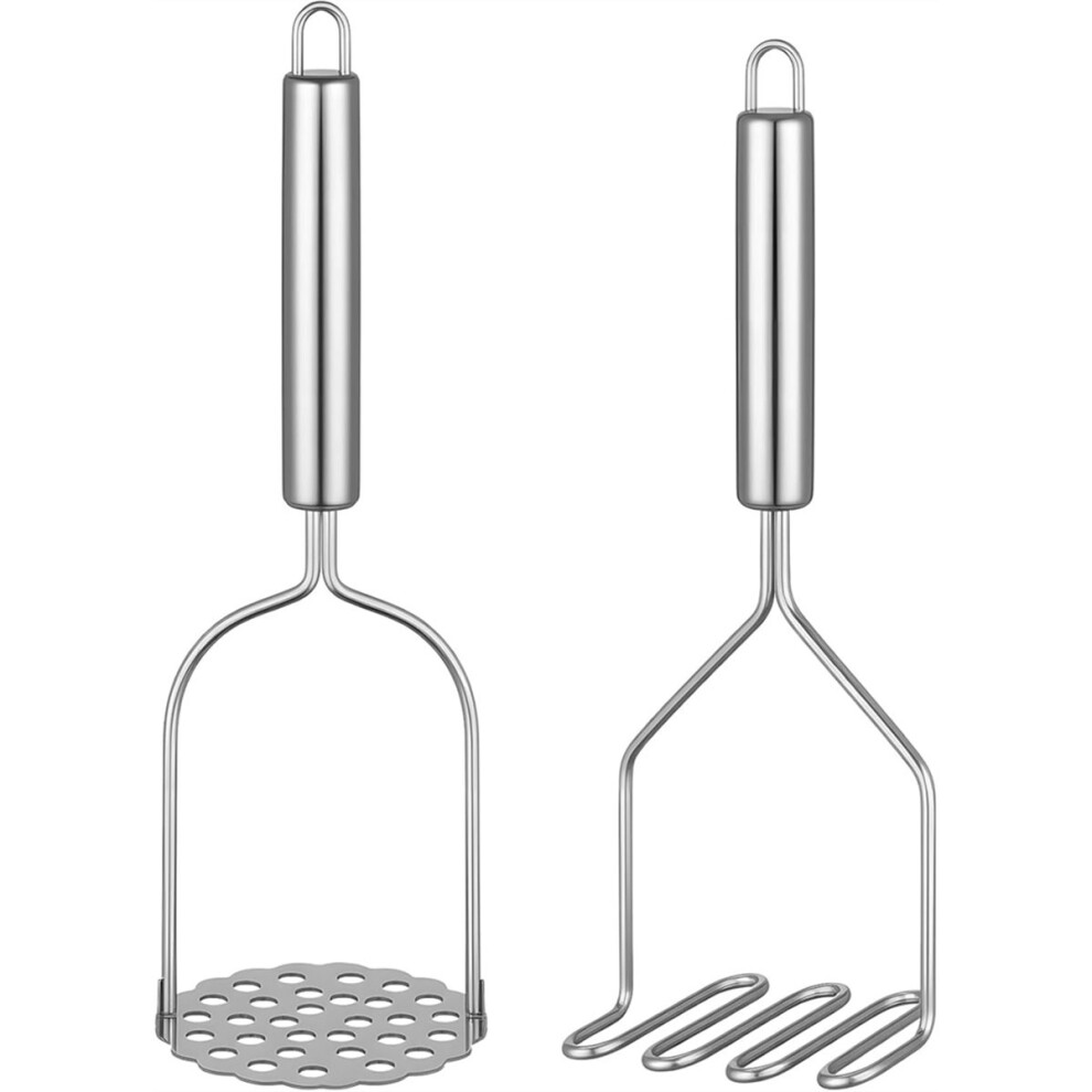 2PCS Mashed Potato Masher - Stainless Steel Potato Smasher, Masher Kitchen Tools & Utensils for Avocado, Bean, Salad