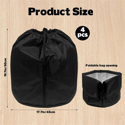 Conjunto de 4 capas protetoras de inverno para vasos de plantas com cordão e zíper, medindo 45 x 50 cm (17,7 x 19,7 polegadas). 2