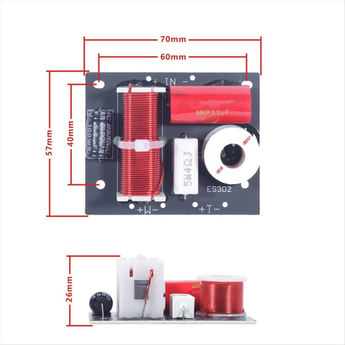 2 Way Speaker Frequency Divider Module Tweeter HI-FI Crossover Filter with Round Hole Junction Box 1
