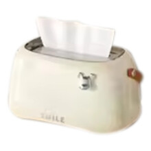 Stylish -Button Trash Can with Lid-Multifunctional Remote Control& Tissue Holder-Dust-Proof for Bedroom Living Room Cream Tissue Box