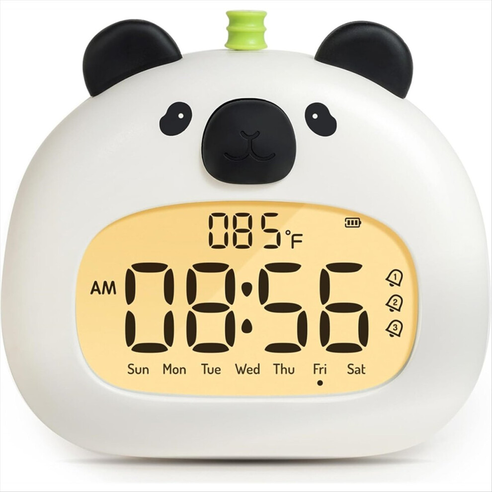 Panda Sleep Trainer Alarm Clock for Kids, USB Rechargeable, 3 Alarms Timer Wake Up Helper for Boys & Girls Gifts