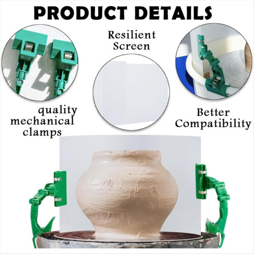 Clay Screen for Pottery Tool 34x9 Inch Ceramic Splash Protection Shield , with Pottery Sponge,for Pottery Wheel Machine 2