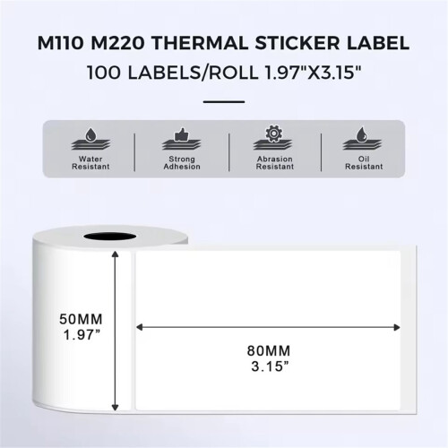 1 Ρολό Θερμικές Ετικέτες Αποστολής M110 50x80mm, Αδιάβροχες & Θερμοανθεκτικές - για Logistics 2