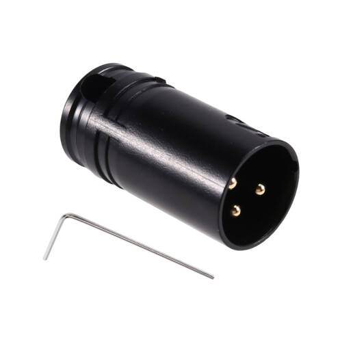 Adaptador de solda XLR compacto macho para macho para microfone, conector XLR de 3 pinos com carcaça preta. 2