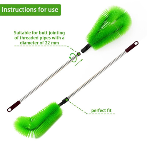 2 Pcs Gutter Cleaning Brush Roofing Tool Rain Gutter Guard Cleaner Tool with 2 Brush Heads Adaptation Thread Interface 2