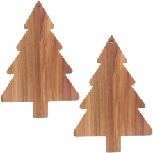 2pcs Christmas Tree Charcuterie Board, Wooden Cutting Board Xmas Tree Serving Kitchen Chopping Cheese Sushi Fruits Snack