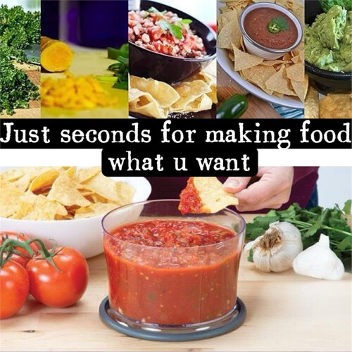 Manual Food Processor - Multi-Function Salsa Maker, Hand Chopper, and Salad Spinner with Stainless Steel Blades 2