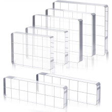 7-teiliges Acryl-Stempelset, kleine, transparente Stempelwerkzeuge mit Rasterlinien in verschiedenen Größen für Scrapbooking und Kartenherstellung