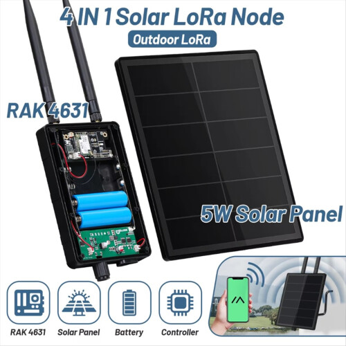 D5L Solar Node with 5V Solar Panel RAK19007 & RAK4631 WisBlock Integration LoRa IoT Low-Power Bluetooth WiFi Module B 1
