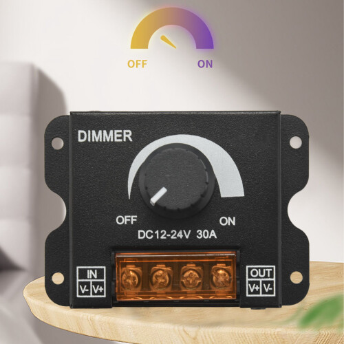 LED Light Adjuster DC 12-24V 30A/No Strobe with Knob Switch Bar Brightness Dimmer 1