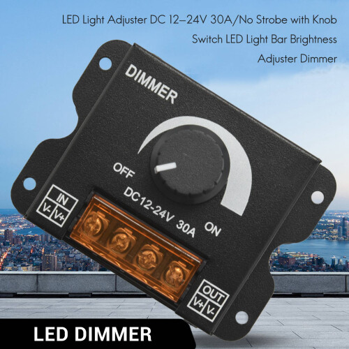 LED Light Adjuster DC 12-24V 30A/No Strobe with Knob Switch Bar Brightness Dimmer 2