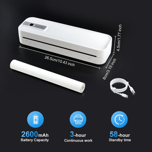 Portable Printer Wireless for Travel, Thermal Printer Inkless, Small Compact Printer Support Folding Paper/Rolling 1