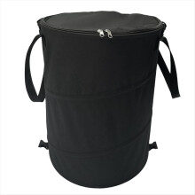 Lixeira dobrável e portátil para camping, ideal para uso externo, jardim e armazenamento de lixo. Preta.
