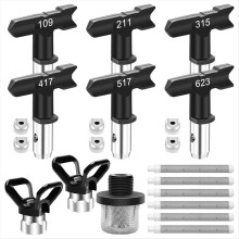Conjunto de 15 peças de bicos para pulverizador de tinta sem ar, bico reversível com espaçador, filtro, filtro de entrada e protetores de bico.
