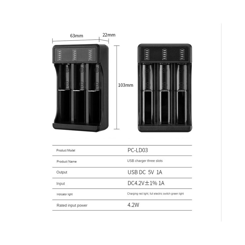 18650 Fast Charger With Type-C Cable 4.2V Lithium Battery Intelligent Charger For 14500 26650 18650 Battery, 4 Slot 4852088524314