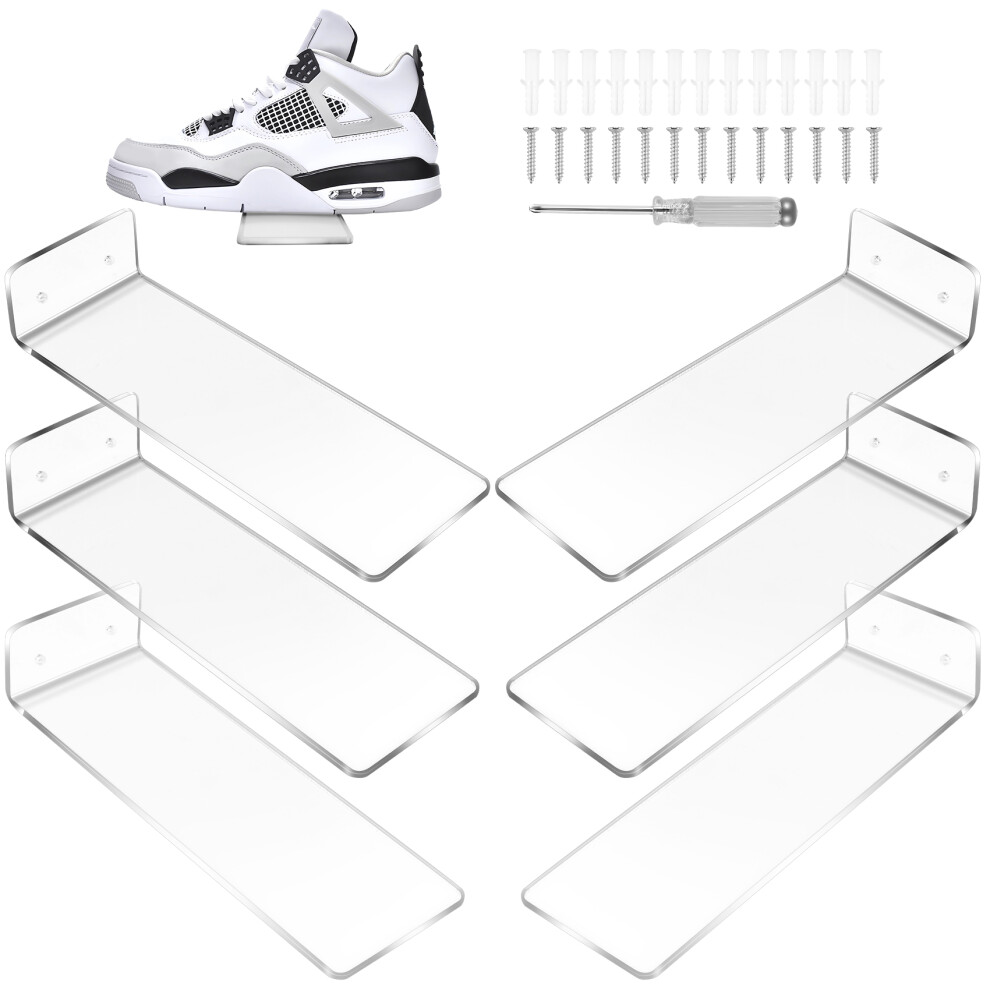 6 Pack Acrylic Floating Sneaker Shelves Clear Shoe Display Stand Room Decor For Display Collectible Shoe&Sneaker 4852088527834