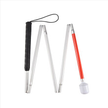 Foldbar aluminiumsstok, 4-sekunders foldbar stok med rullespids til blinde vandrere