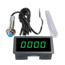 4 Digital LED Display Tachometer RPM Speed Meter High Tachometer with Hall Proximity Switch Sensor NPN