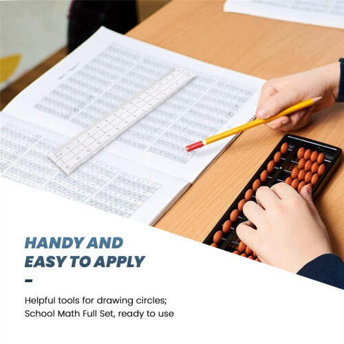 Geometry Compass Set 10Pcs School Maths Protractor Set Rulers for Student Maths and Engineering in Carry Case, Blue 2