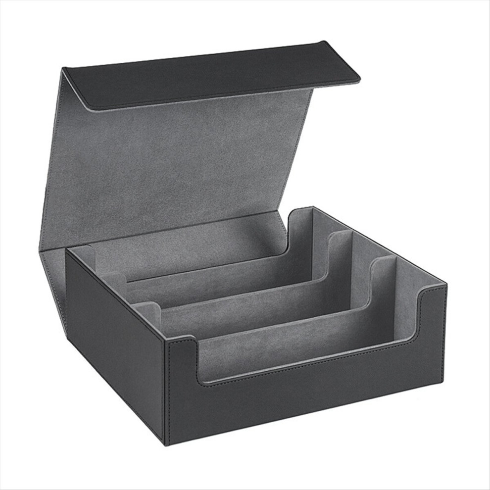 Card Storage Box For Trading Cards, 1800+ Pu Card Deck Case,Magnetic Closure Card Box For Magnetic Game Cards Black 4852088535921