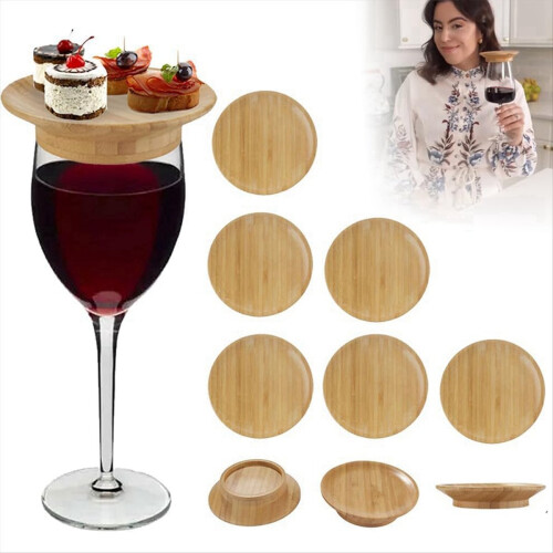 Conjunto de 6 peças de enfeites para taças de vinho, enfeites de bambu para taças de vinho de 10 cm (4 polegadas) 2